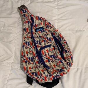 KAVU Geometric Sling Bag - Red, Blue, and Tan